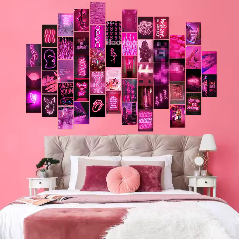 Dorm Babe 50Pcs Neon Print Poster Collage Cards Set