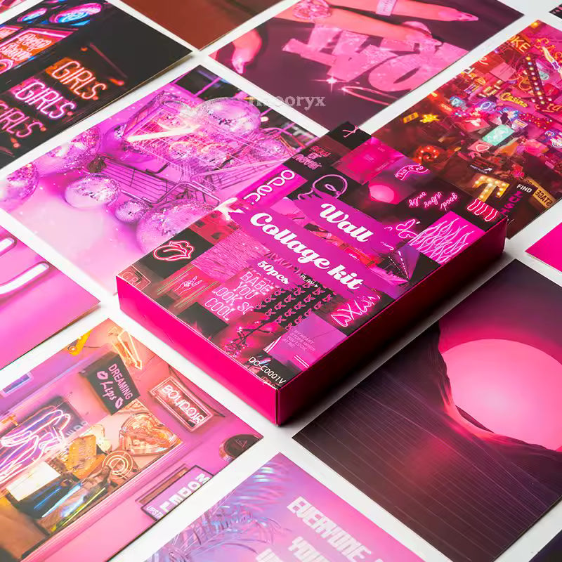 Dorm Babe 50Pcs Neon Print Poster Collage Cards Set